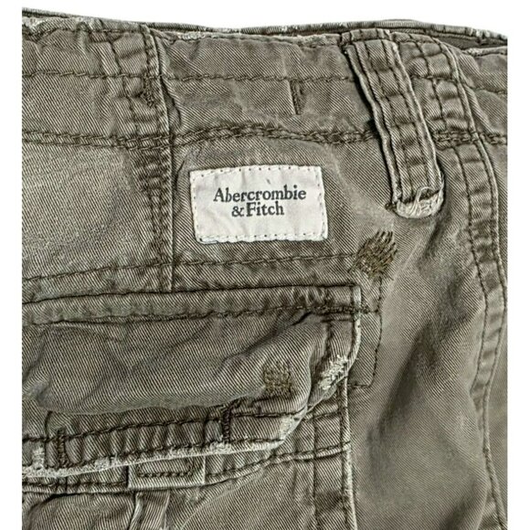 Y2K Abercrombie Fitch Cargo Shorts Mens 31 Military Paratrooper Distressed Green - Picture 12 of 14